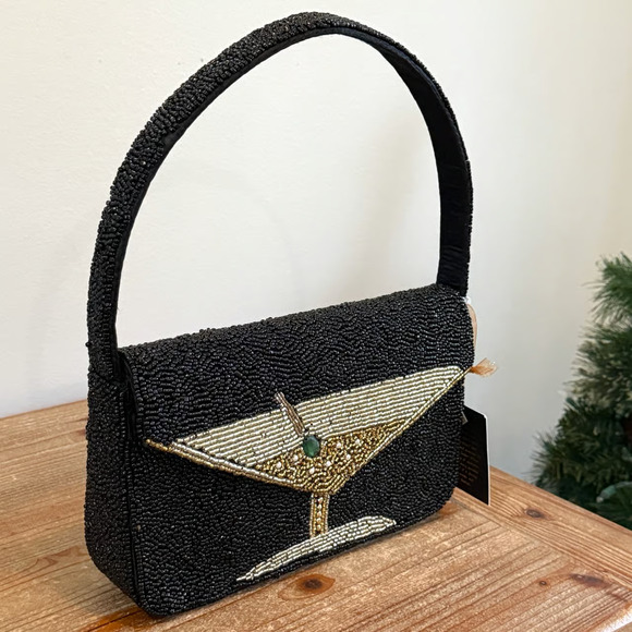 Viral Beaded Dirty Martini Shoulder Bag Purse Made in India NWT - Picture 2 of 9